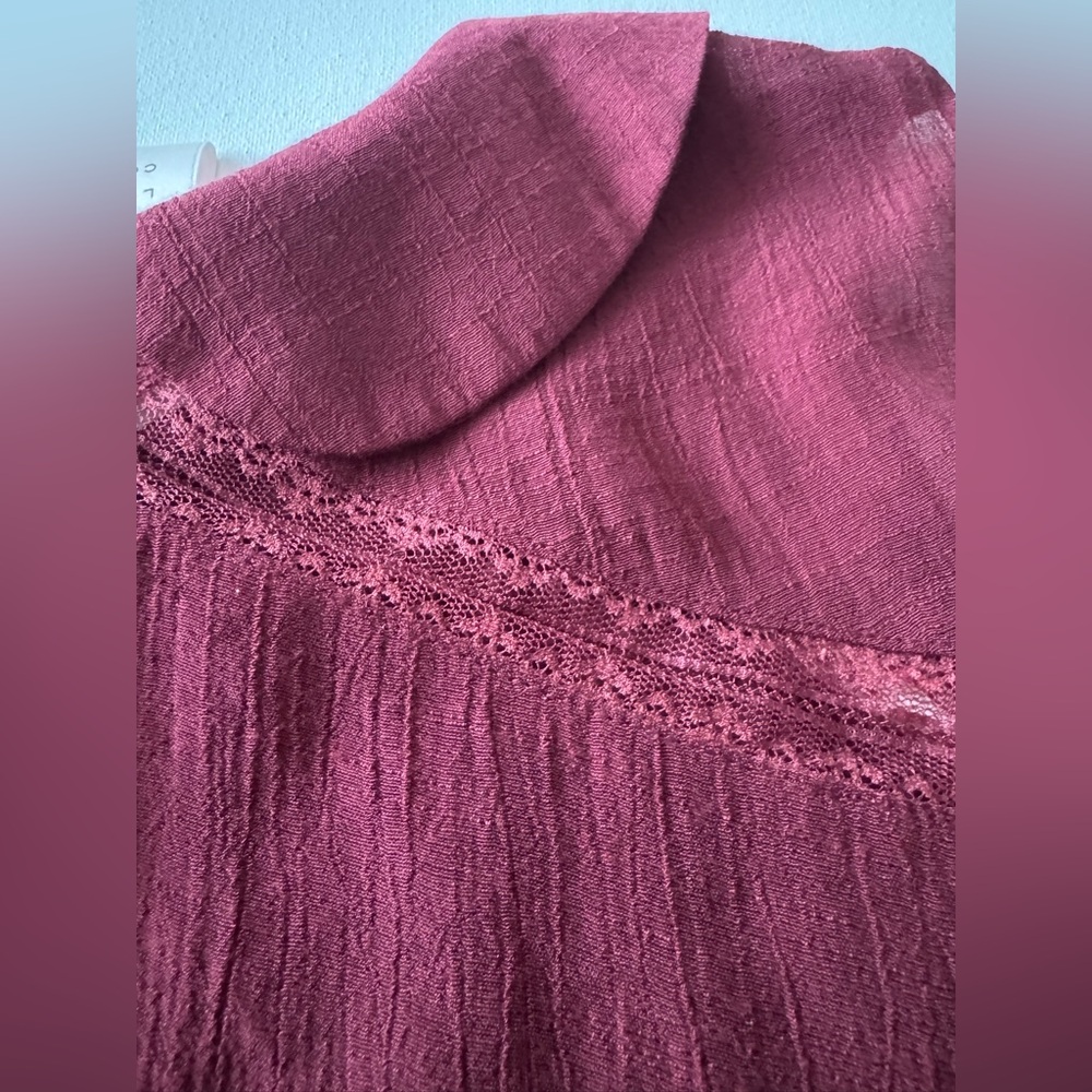 LC Lauren Conrad Deep Red Lace Blouse - Picture 5 of 6